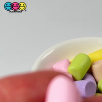 Marshmallows Mini Charms Pastel Multicolor Easter Cabochon Fake Food Hard Plastic NOT SOFT Decoden 5 Colors 25 pcs