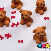 Teddy Bear with Bow Tie Miniature Charm Resin Valentine's Day Cabochons 10 pcs