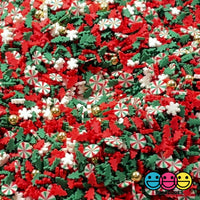 Peppermint Christmas Tree Farm Fimo Mix Fake Clay Sprinkles Gold Beads Funfetti