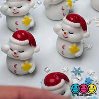 Snowman with Star Christmas Miniature Charm Resin Home Décor Accessories Cabochons 10pcs