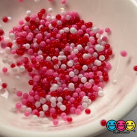 Valentine's Red Pink Mix Nonpareil Glass 1.9mm Beads Caviar Faux Sprinkles Decoden