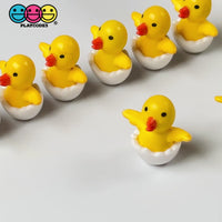Chickens Ducklings in White Egg Shell Mini Charms Cabochons Chick Easter Eggs Decoden 10 pcs