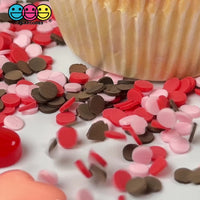 Red Chocolate Pink Confetti Fake Clay Sprinkles Discs Valentine's Day Decoden Jimmies Funfetti