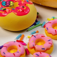 Doughnut Mini Pink Icing with Sprinkles Flatback Charm Fake Food Cabochons 10 pcs