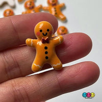 Gingerbread Man Mini Flatback Charm Christmas Decoration Cabochons 10 pcs