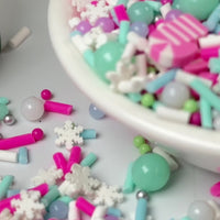 Candy Cane Pink Christmas Paradise Fimo Snowflake Beads Fake Clay Sprinkles