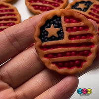 American Flag Apple Pie Miniature 3D Charms Fake Food 5 pcs