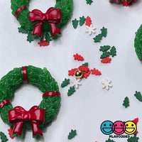 Christmas Wreath Miniature Charm Christmas Resin Home Décor Accessories Cabochons 10 pc