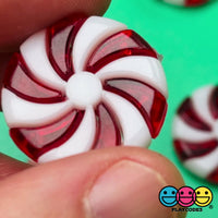 Peppermint Plastic Charm with Hole Two Pieces Christmas Charms Cabochons 10 pcs