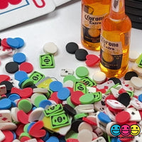 Poker Table Fimo Mix Fake Clay Sprinkles Beer Chips Black Jack Card Cash Game Casino Funfetti